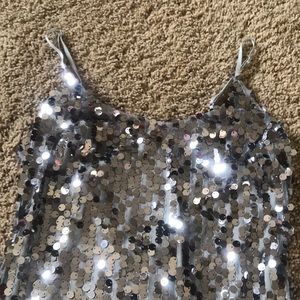 Disco ball sequin party dress silver low back